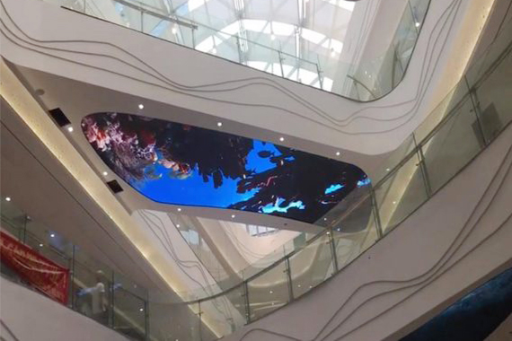p3 ceiling led screen in a shopping mall in singapore